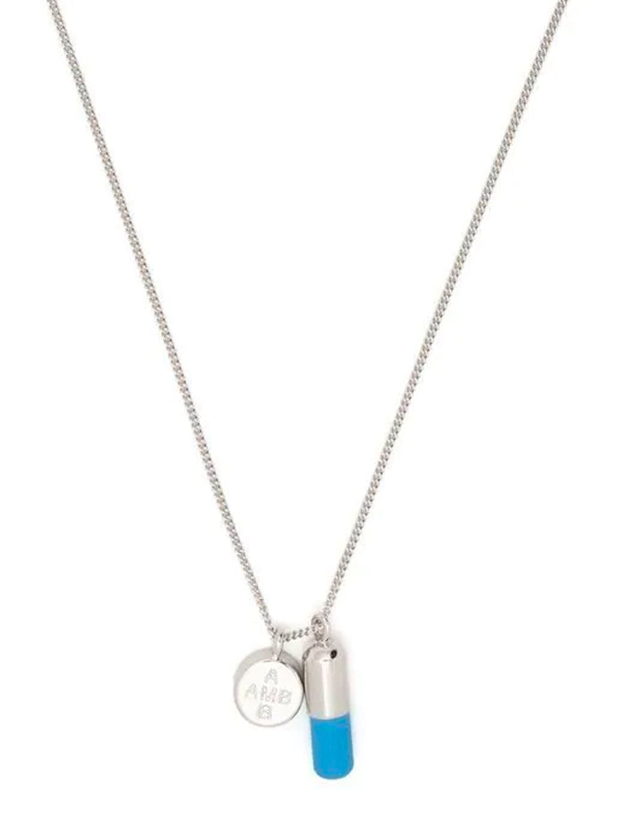 AMBUSH Pill Charm Necklace Silver/Blue - MAISONDEFASHION.COM