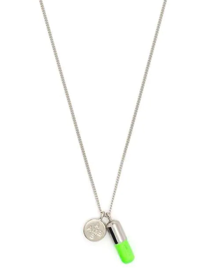 AMBUSH Pill Charm Necklace Silver/Green - MAISONDEFASHION.COM