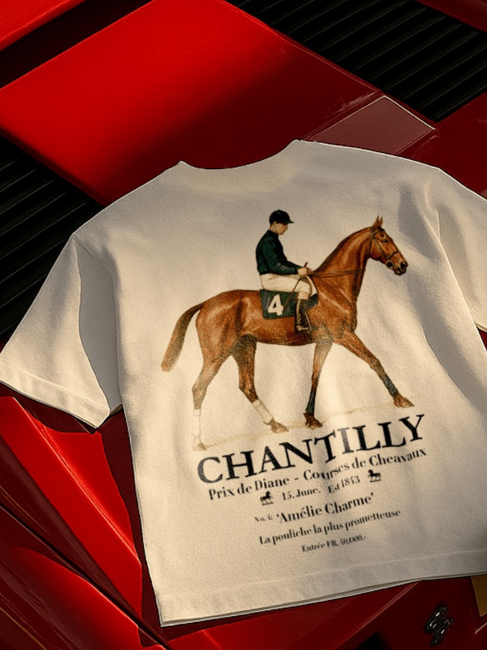 AMÉLIE CHARME Chantilly Racing T-Shirt Beige