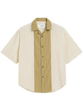AMI ALEXANDRE MATTIUSSI Camp Collar Boxy Shirt White/Khaki - MAISONDEFASHION.COM