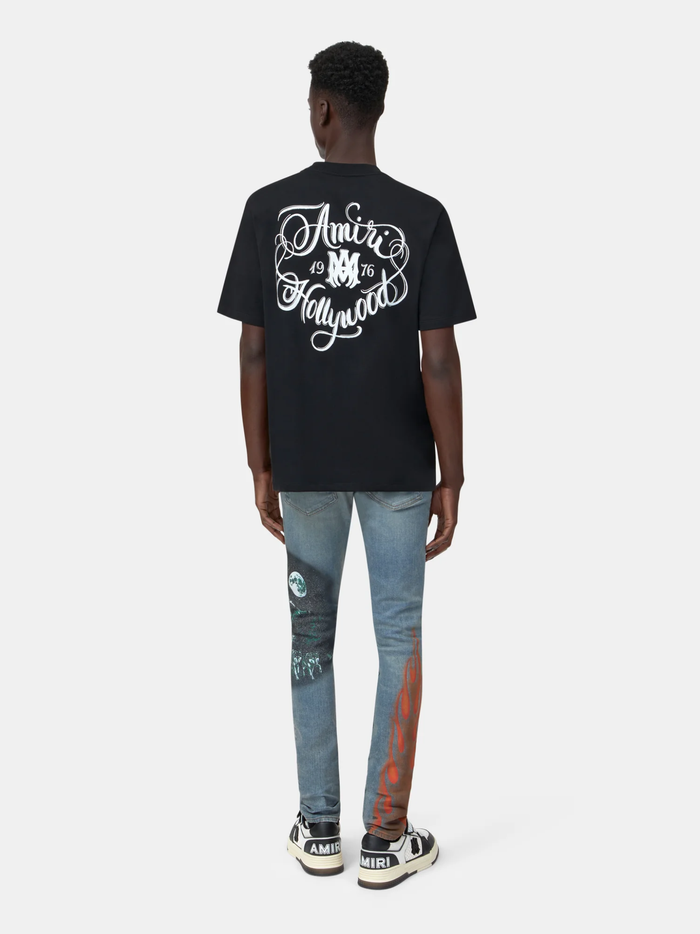 AMIRI Hollywood Lettering-print T-shirt Black - MAISONDEFASHION.COM