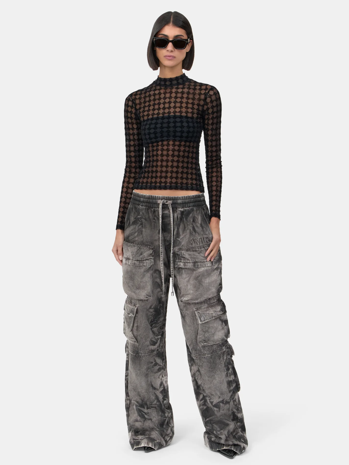 AMIRI WOMEN MA Quad Flocked Top Black - MAISONDEFASHION.COM