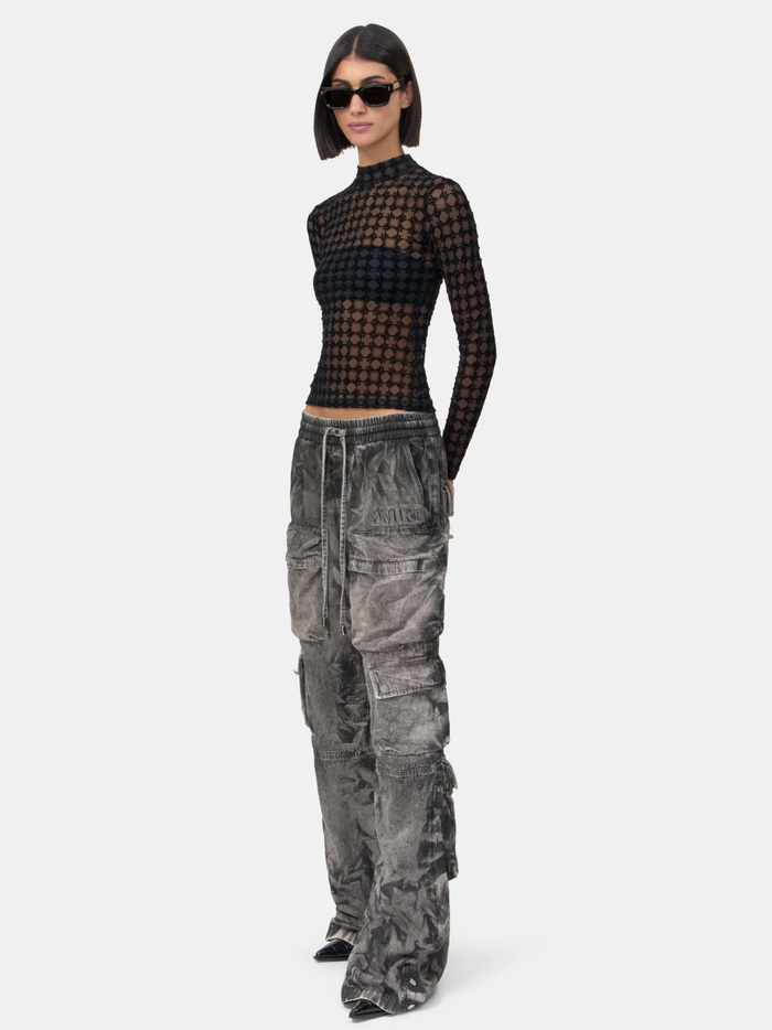 AMIRI WOMEN MA Quad Flocked Top Black - MAISONDEFASHION.COM