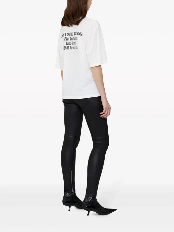 ANINE BING WOMEN Avi Tee Paris T-shirt Ivory White/Black - MAISONDEFASHION.COM
