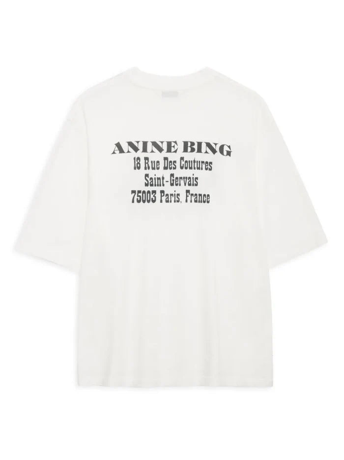 ANINE BING WOMEN Avi Tee Paris T-shirt Ivory White/Black - MAISONDEFASHION.COM