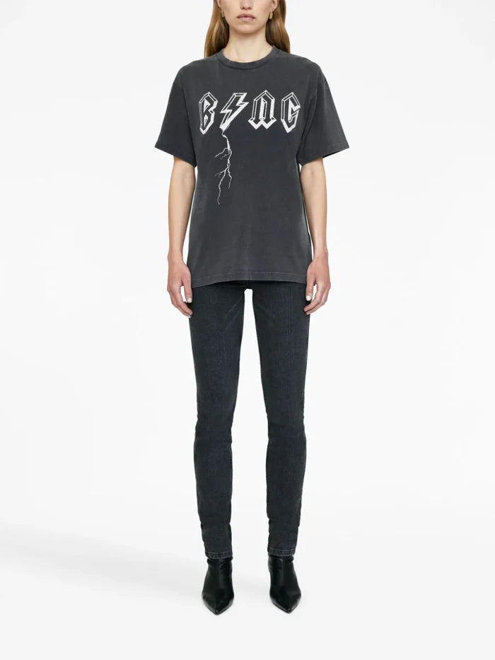 ANINE BING WOMEN Bing Bolt T-Shirt Black - MAISONDEFASHION.COM