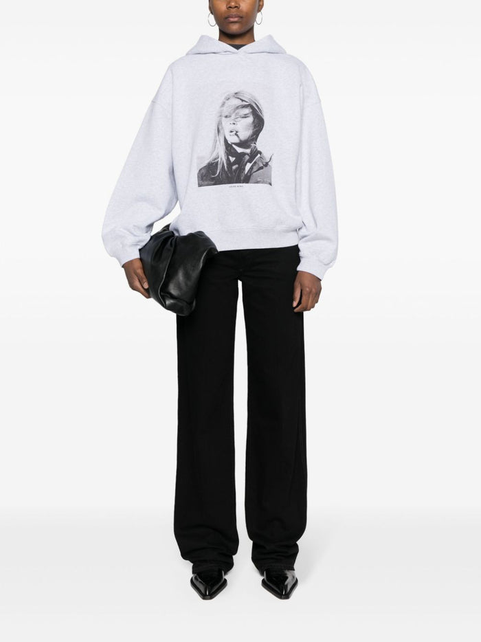 ANINE BING WOMEN Harvey Graphic-Print Hoodie Grey - MAISONDEFASHION.COM