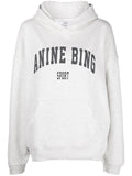 ANINE BING WOMEN Harvey Logo-print Sweatshirt Grey Melange - MAISONDEFASHION.COM