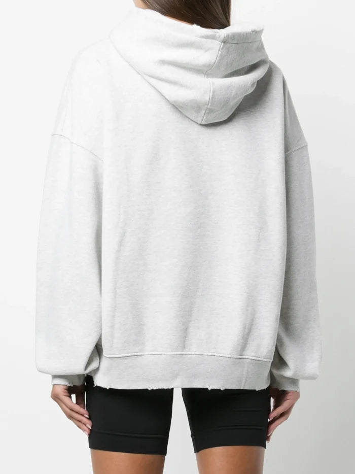 ANINE BING WOMEN Harvey Logo-print Sweatshirt Grey Melange - MAISONDEFASHION.COM