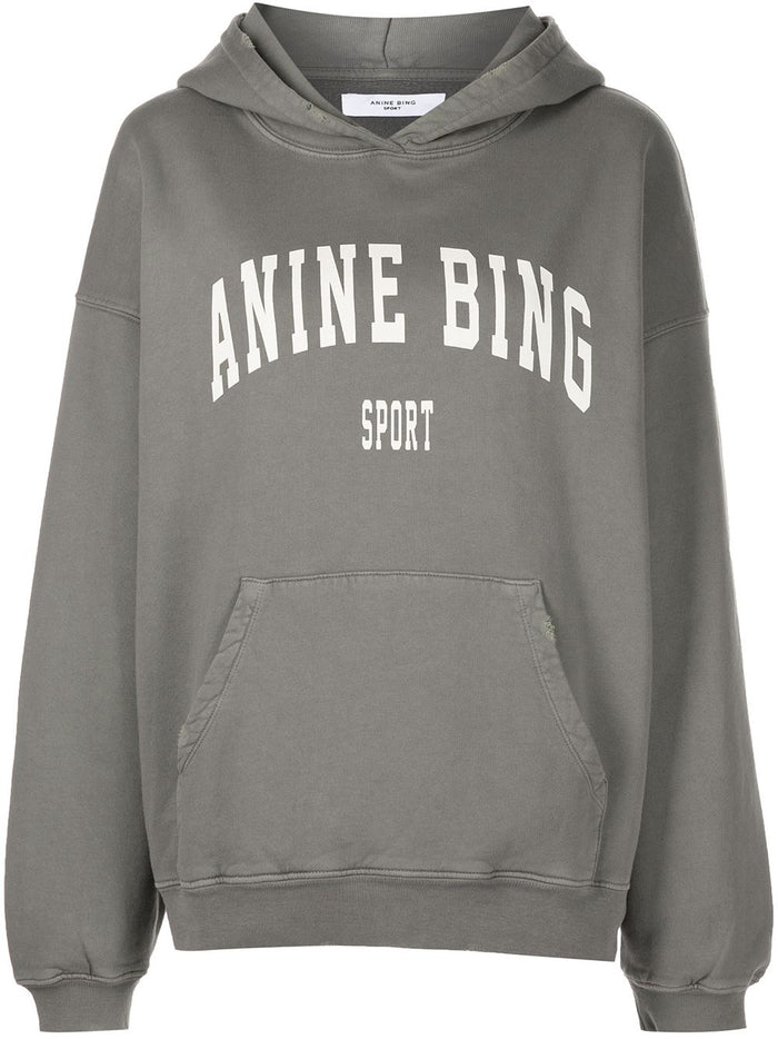 ANINE BING WOMEN Harvey Sweatshirt Hoodie Dusty Olive - MAISONDEFASHION.COM