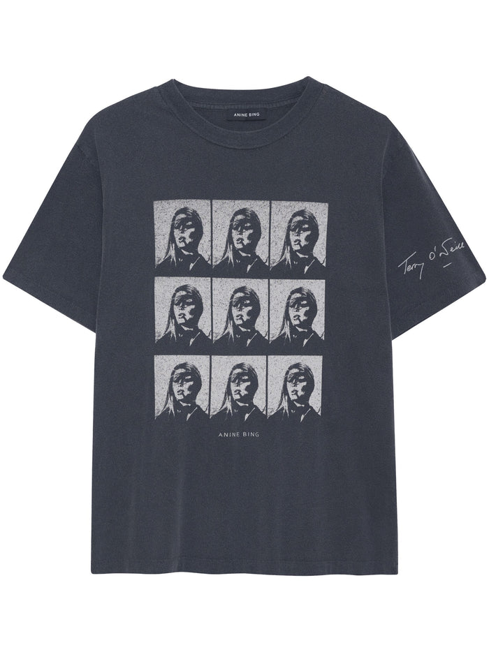 ANINE BING WOMEN Hudson Brigitte Bardot Graphic-print T-shirt Vintage Black - MAISONDEFASHION.COM