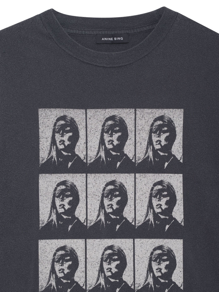ANINE BING WOMEN Hudson Brigitte Bardot Graphic-print T-shirt Vintage Black - MAISONDEFASHION.COM