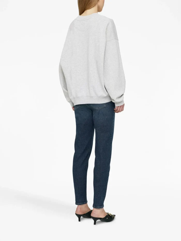 ANINE BING WOMEN Jaci Sweatshirt California Logo Grey Melange - MAISONDEFASHION.COM