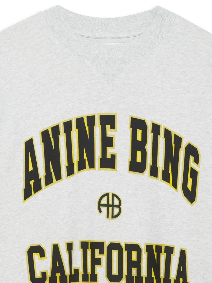 ANINE BING WOMEN Jaci Sweatshirt California Logo Grey Melange - MAISONDEFASHION.COM