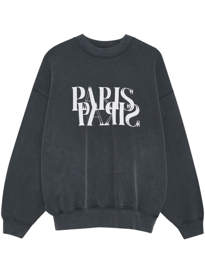 ANINE BING WOMEN Jaci Sweatshirt Logo Washed Black - MAISONDEFASHION.COM