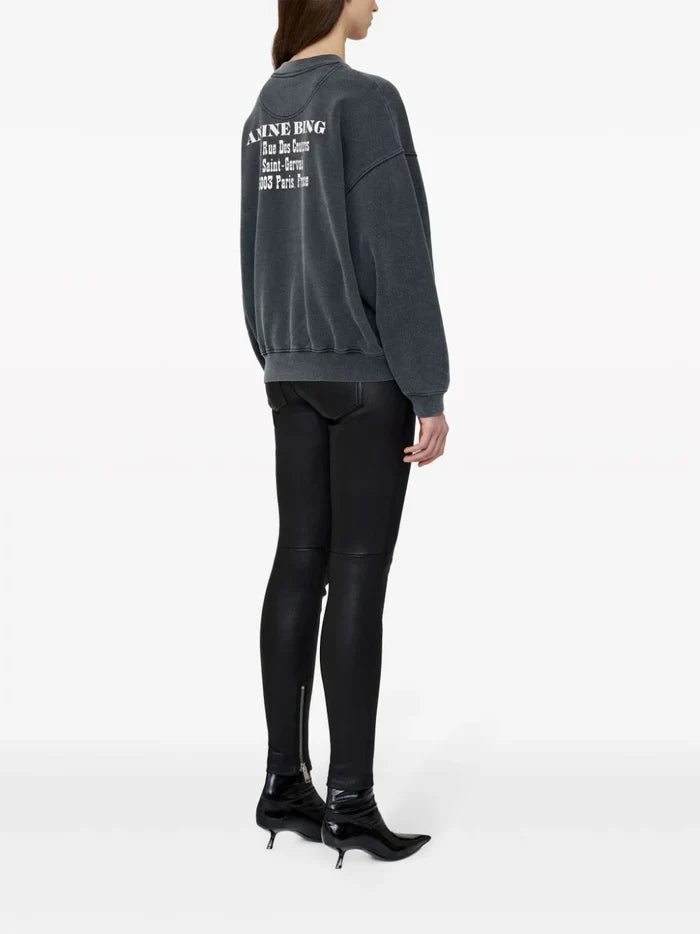 ANINE BING WOMEN Jaci Sweatshirt Logo Washed Black - MAISONDEFASHION.COM