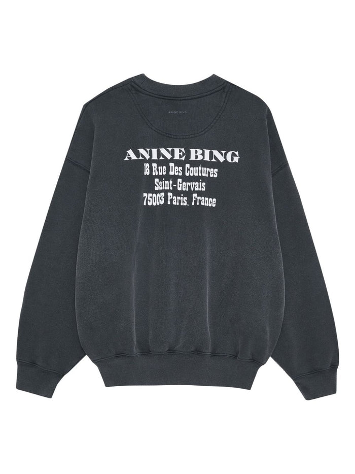 ANINE BING WOMEN Jaci Sweatshirt Logo Washed Black - MAISONDEFASHION.COM