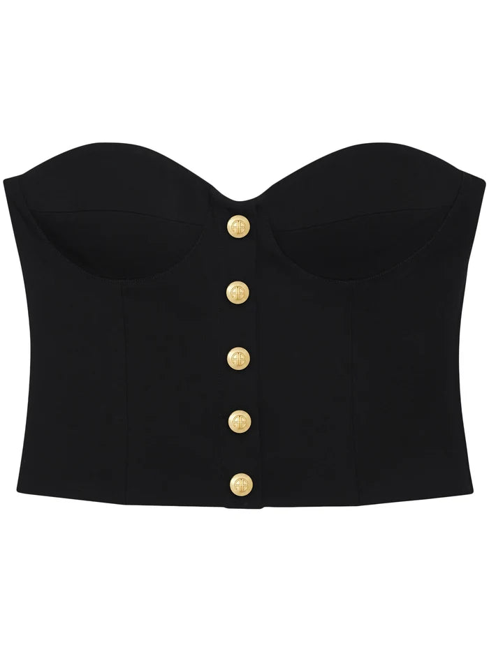 ANINE BING WOMEN Jennifer Corset Style Top Black - MAISONDEFASHION.COM