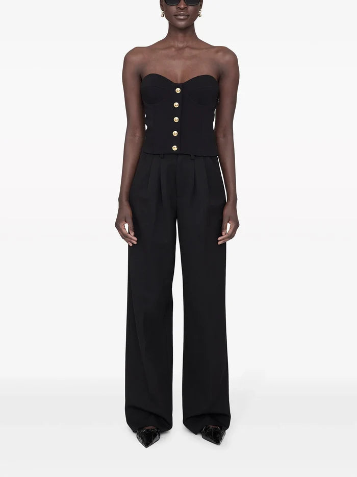 ANINE BING WOMEN Jennifer Corset Style Top Black - MAISONDEFASHION.COM