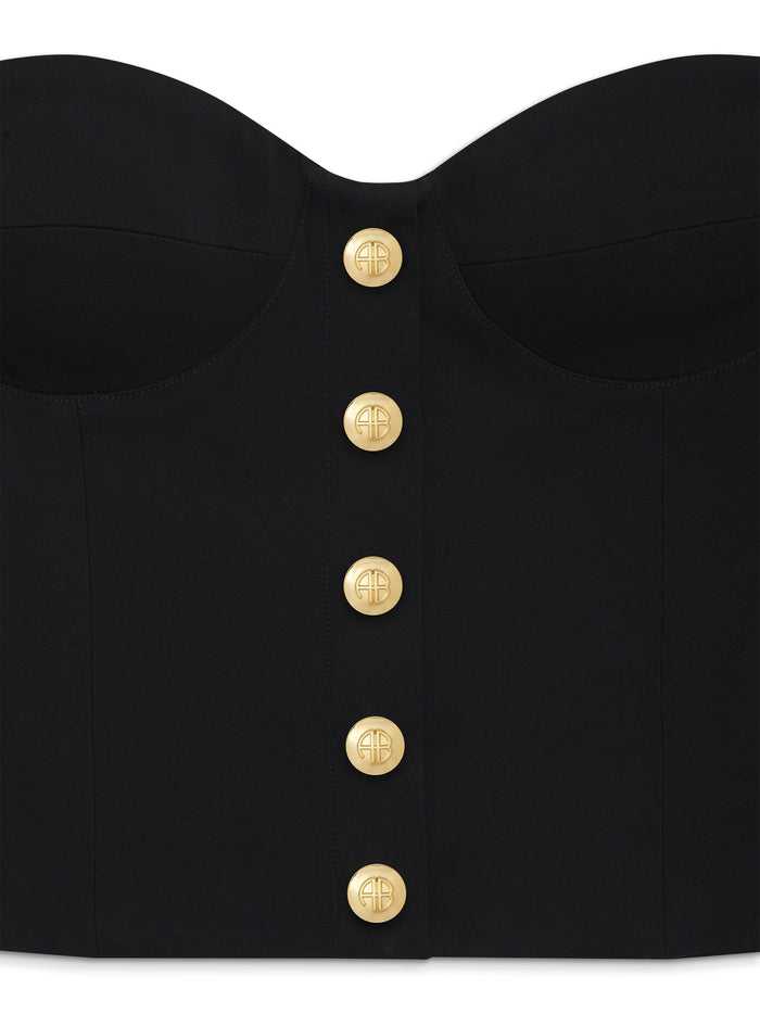 ANINE BING WOMEN Jennifer Corset Style Top Black - MAISONDEFASHION.COM