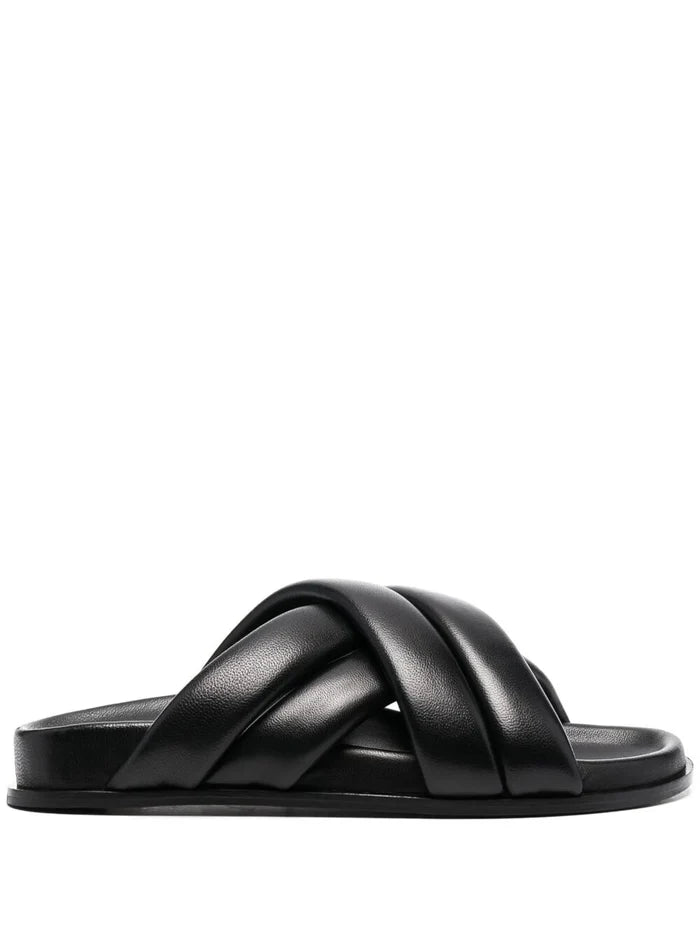 ANINE BING WOMEN Lizzie Cross Strap Slides Black - MAISONDEFASHION.COM