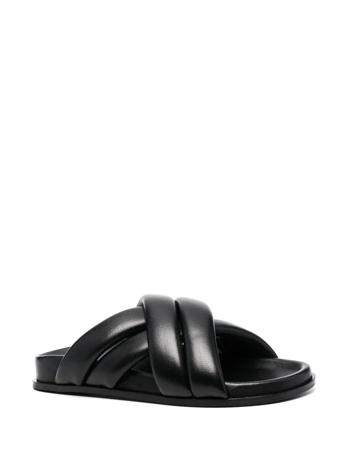 ANINE BING WOMEN Lizzie Cross Strap Slides Black - MAISONDEFASHION.COM