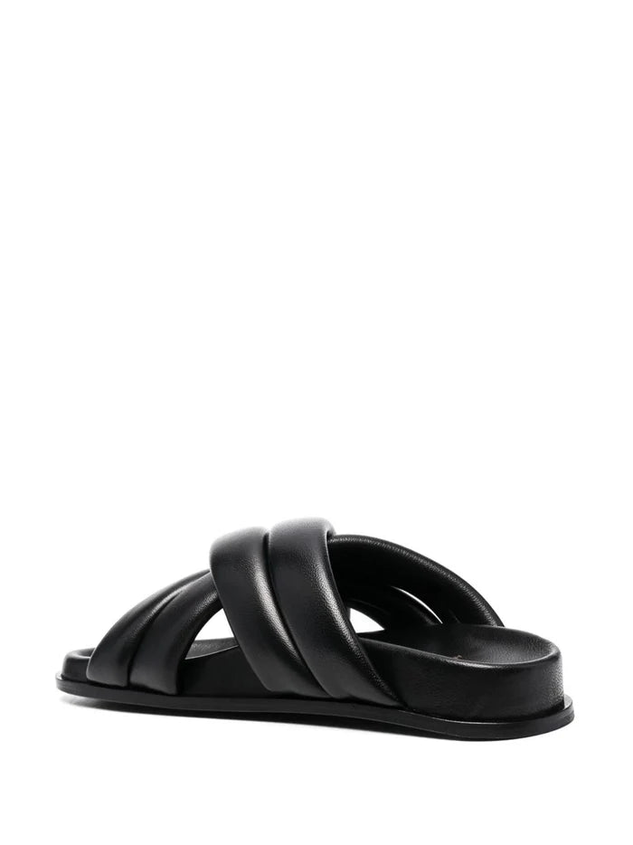 ANINE BING WOMEN Lizzie Cross Strap Slides Black - MAISONDEFASHION.COM