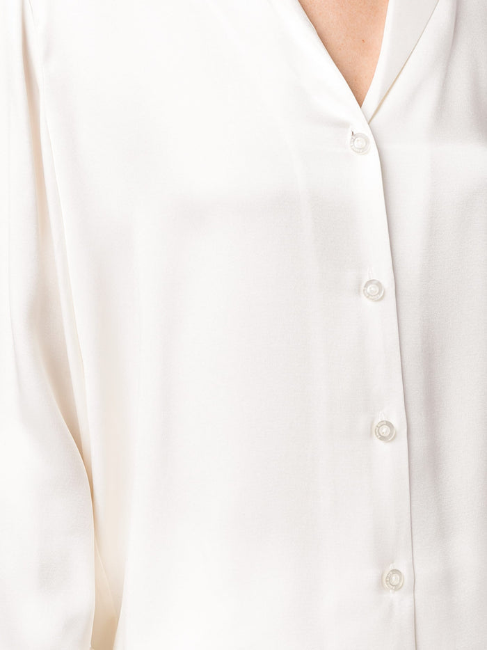 ANINE BING WOMEN Mylah Spread-collar Silk Shirt Ivory - MAISONDEFASHION.COM