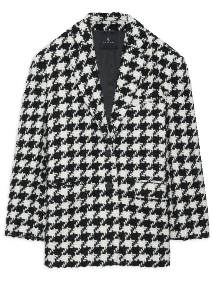 ANINE BING WOMEN Quinn Houndstooth Blazer Black/White - MAISONDEFASHION.COM