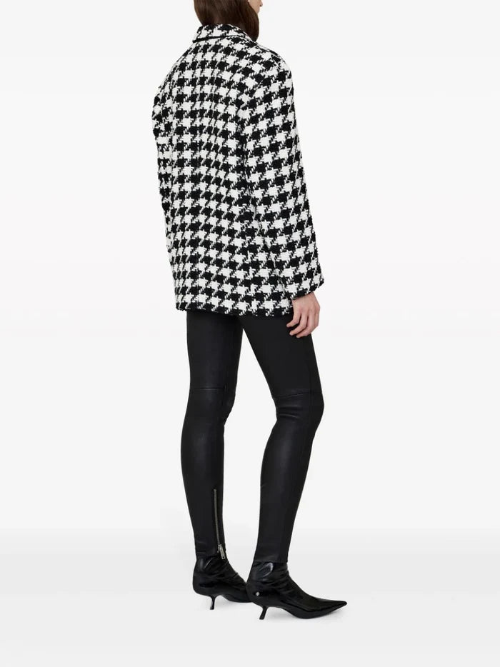 ANINE BING WOMEN Quinn Houndstooth Blazer Black/White - MAISONDEFASHION.COM