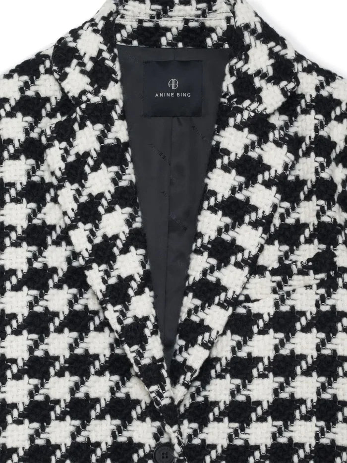 ANINE BING WOMEN Quinn Houndstooth Blazer Black/White - MAISONDEFASHION.COM