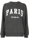 ANINE BING WOMEN Ramona Sweatshirt University Paris Washed Black - MAISONDEFASHION.COM