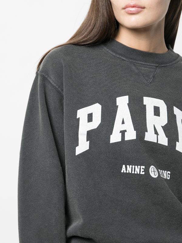 ANINE BING WOMEN Ramona Sweatshirt University Paris Washed Black - MAISONDEFASHION.COM