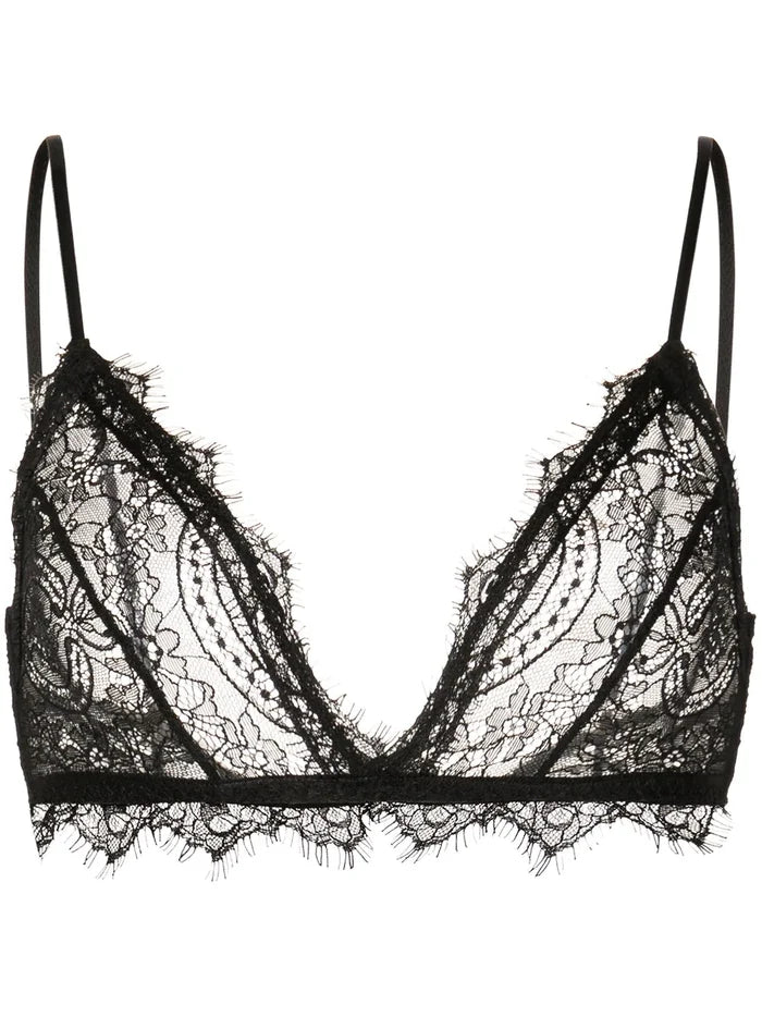 ANINE BING WOMEN Lace Bra With Trim Black - MAISONDEFASHION.COM