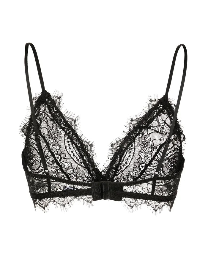 ANINE BING WOMEN Lace Bra With Trim Black - MAISONDEFASHION.COM