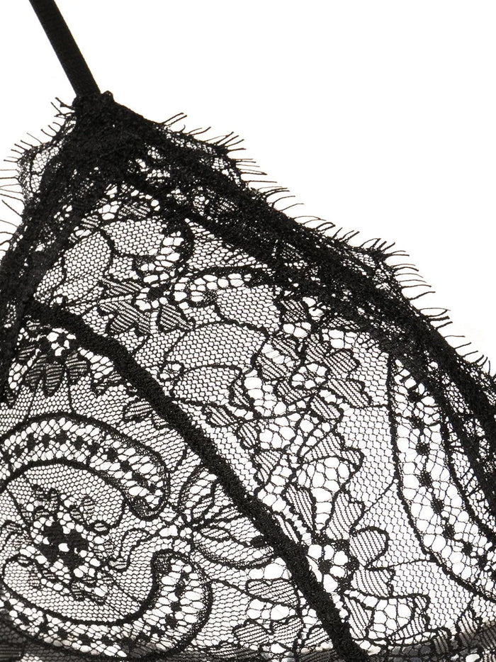 ANINE BING WOMEN Lace Bra With Trim Black - MAISONDEFASHION.COM