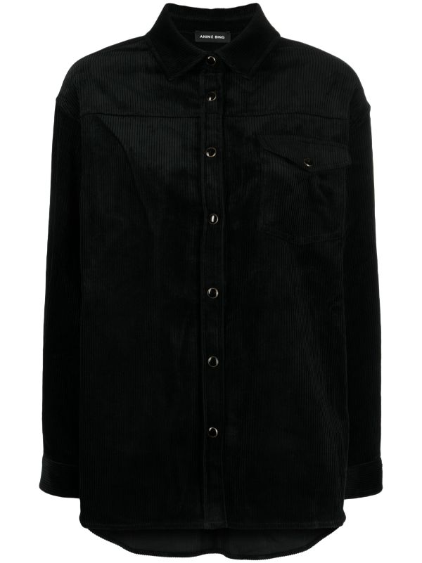 ANINE BING WOMEN Sloan Shirt Corduroy Full Black - MAISONDEFASHION.COM