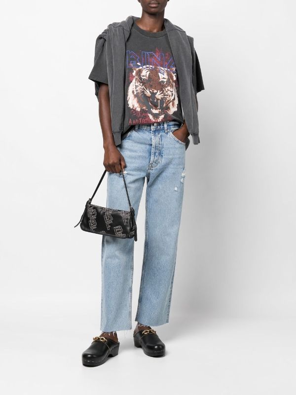 ANINE BING WOMEN Tiger T-shirt Black - MAISONDEFASHION.COM