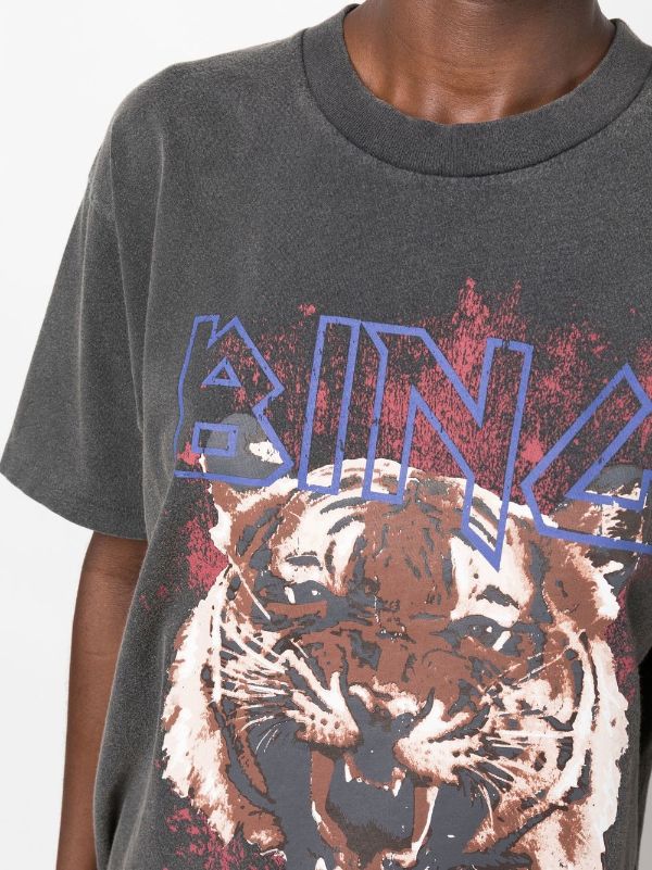 ANINE BING WOMEN Tiger T-shirt Black - MAISONDEFASHION.COM