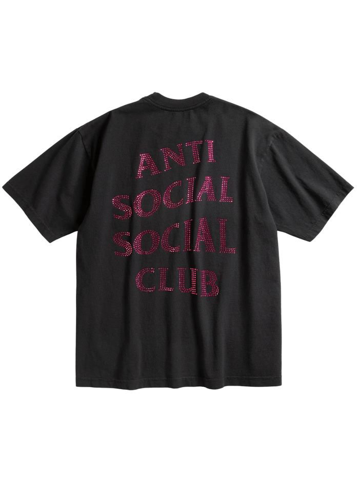 ANTI SOCIAL SOCIAL CLUB Rhinestone Mind Games Tee Black/Pink - MAISONDEFASHION.COM