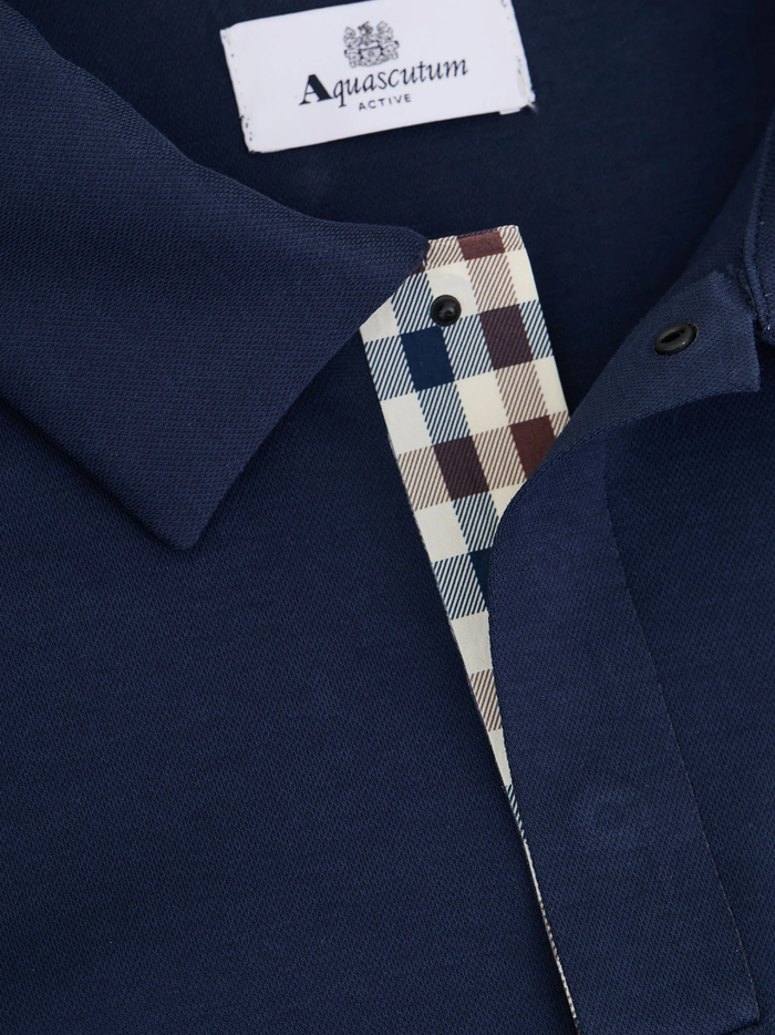 AQUASCUTUM Jersey Long Sleeve Polo Navy