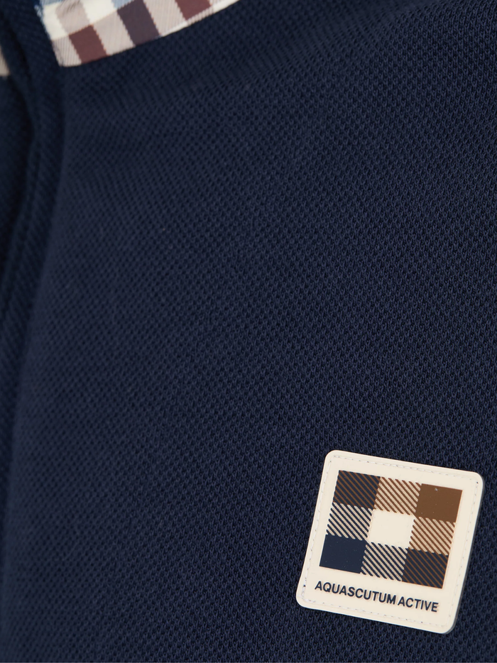 AQUASCUTUM Piquet Collar Zip Polo Navy
