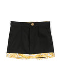 VERSACE BABY Barocco-print Cotton Shorts Black - MAISONDEFASHION.COM