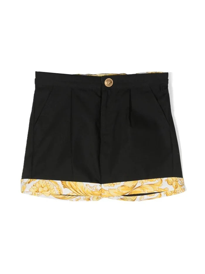 VERSACE BABY Barocco-print Cotton Shorts Black - MAISONDEFASHION.COM