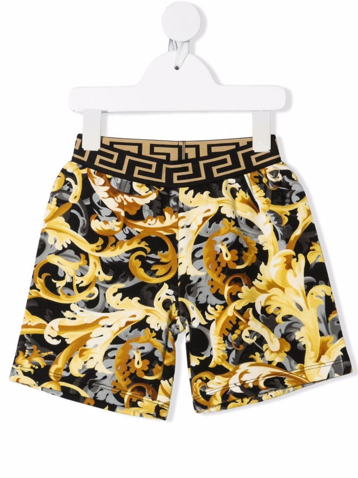 VERSACE BABY Barocco print Greca-detail shorts - MAISONDEFASHION.COM