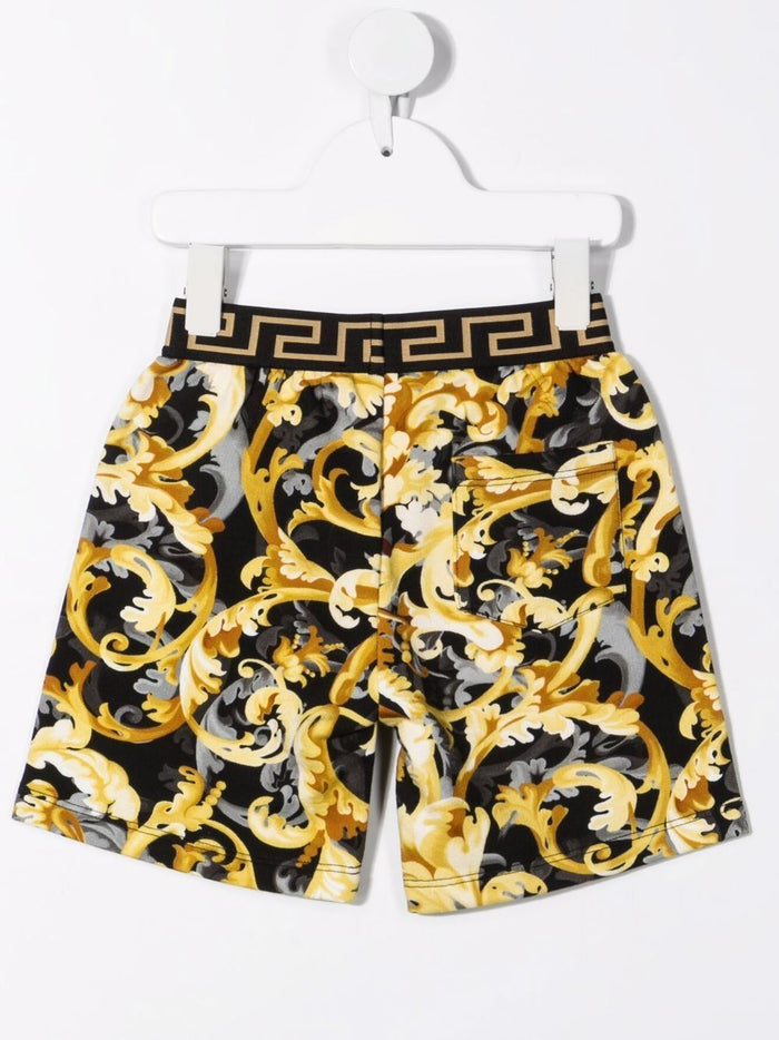 VERSACE BABY Barocco print Greca-detail shorts - MAISONDEFASHION.COM