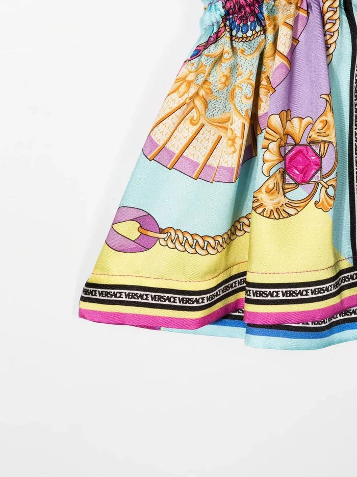 VERSACE BABY Barocco-skirt T-shirt Dress White/Multi - MAISONDEFASHION.COM