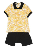 VERSACE BABY Baroque-pattern Print Set Black/Yellow - MAISONDEFASHION.COM