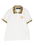 VERSACE BABY Boys Barocco-print Cotton Polo Shirt White - MAISONDEFASHION.COM