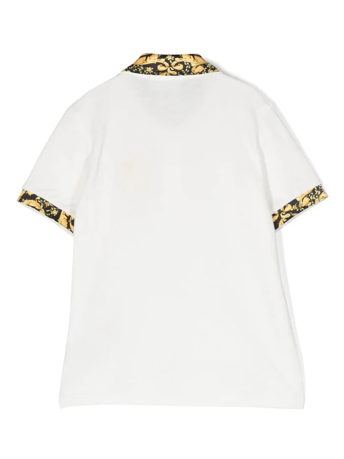 VERSACE BABY Boys Barocco-print Cotton Polo Shirt White - MAISONDEFASHION.COM